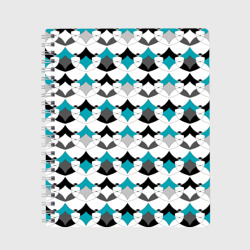 Разноцветный черный голубой с белым геометрический узор – Тетрадь с принтом купить