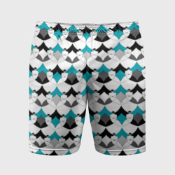 Разноцветный черный голубой с белым геометрический узор – Мужские шорты спортивные с принтом купить