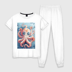 Милый осьминог под водой – Женская пижама хлопок с принтом купить со скидкой в -10%
