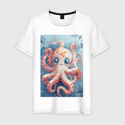 Милый осьминог под водой – Мужская футболка хлопок с принтом купить со скидкой в -20%