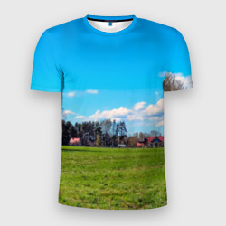 Пригородный пейзаж – Мужская футболка 3D Slim с принтом купить со скидкой в -9%