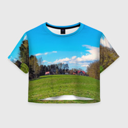 Пригородный пейзаж – Женская футболка Crop-top 3D с принтом купить