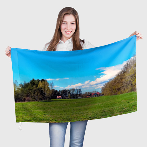 Флаг с принтом Пригородный пейзаж, вид спереди №1
