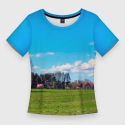 Пригородный пейзаж – Женская футболка 3D Slim с принтом купить