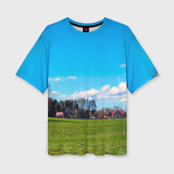Пригородный пейзаж – Женская футболка oversize 3D с принтом купить со скидкой в -50%