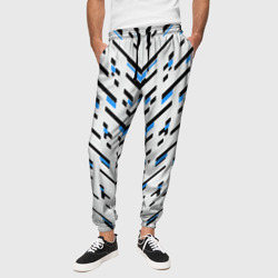 Black and blue stripes on a white background – Мужские брюки 3D с принтом купить