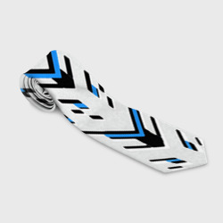 Black and blue stripes on a white background – Галстук 3D с принтом купить