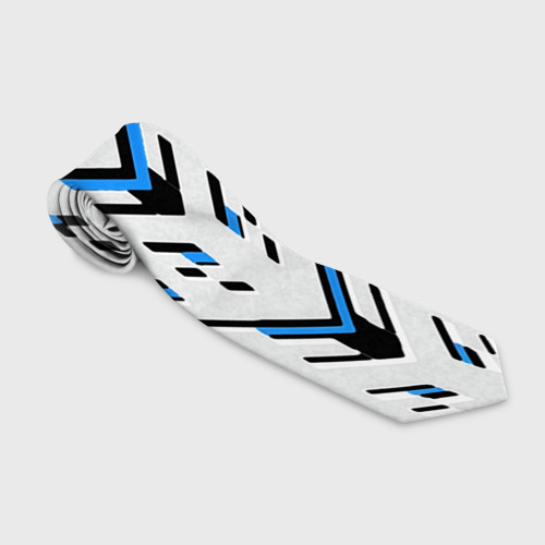 Галстук с принтом Black and blue stripes on a white background, вид спереди №1