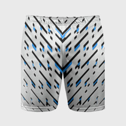 Black and blue stripes on a white background – Мужские шорты спортивные с принтом купить