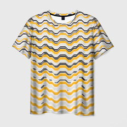 Чёрные и жёлтые полосы на белом фоне – Мужская футболка 3D с принтом купить со скидкой в -26%