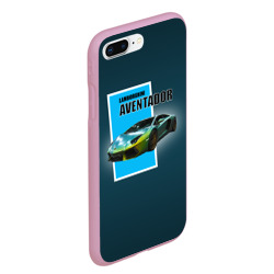 Чехол с принтом Спортивная машина Lamborghini Aventador для любого человека, вид спереди №3. Цвет основы: розовый