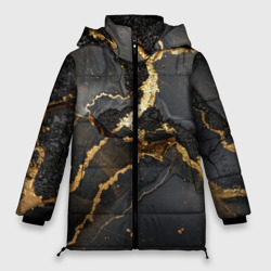 Золото и черный агат – Женская зимняя куртка Oversize с принтом купить