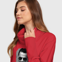 Платье с принтом Depeche Mode - Dave Gahan face для женщины, вид на модели спереди №4. Цвет основы: красный