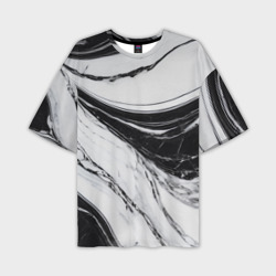 Мрамор черно-белый – Мужская футболка oversize 3D с принтом купить со скидкой в -50%