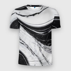 Мрамор черно-белый – Мужская футболка 3D Slim с принтом купить со скидкой в -9%