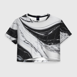 Мрамор черно-белый – Женская футболка Crop-top 3D с принтом купить