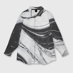 Мрамор черно-белый – Женская рубашка oversize 3D с принтом купить
