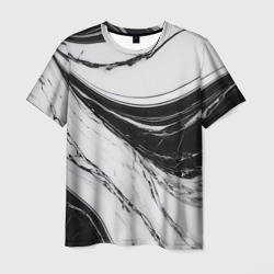 Мрамор черно-белый – Мужская футболка 3D с принтом купить со скидкой в -26%