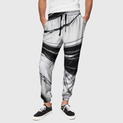 Мрамор черно-белый – Мужские брюки 3D с принтом купить