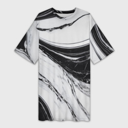 Мрамор черно-белый – Платье-футболка 3D с принтом купить