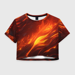 Яркие языки пламени – Женская футболка Crop-top 3D с принтом купить
