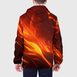 Куртка с принтом Яркие языки пламени для мужчины, вид на модели сзади №2. Цвет основы: белый