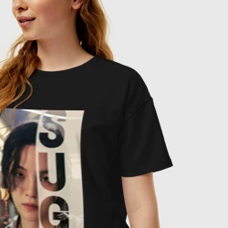 Женская футболка хлопок Oversize Agust D - фото 2