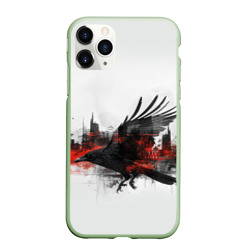 Силуэт черного ворона и города – Чехол для iPhone 11 Pro матовый с принтом купить