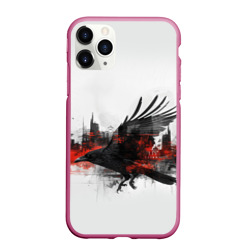 Силуэт черного ворона и города – Чехол для iPhone 11 Pro Max матовый с принтом купить