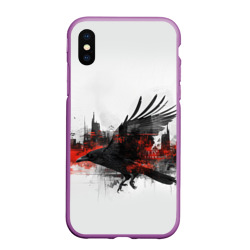 Силуэт черного ворона и города – Чехол для iPhone XS Max матовый с принтом купить