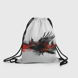 Силуэт черного ворона и города – Рюкзак-мешок 3D с принтом купить со скидкой в -25%