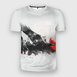 Летающий ворон и город – Мужская футболка 3D Slim с принтом купить со скидкой в -9%