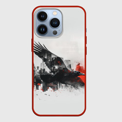Летающий ворон и город – Чехол для iPhone 13 Pro с принтом купить