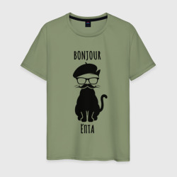 Bonjour ёпта кот в очках – Мужская футболка хлопок с принтом купить со скидкой в -20%