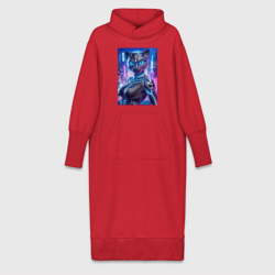 Cyber panter - ai art fantasy – Платье удлиненное хлопок с принтом купить со скидкой в -19%