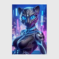 Cyber panter - ai art fantasy – Магнитный плакат 2Х3 с принтом купить