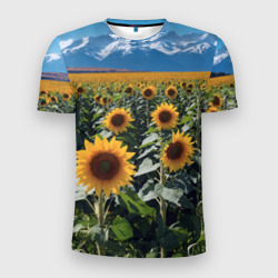 Подсолнухи на поле – Мужская футболка 3D Slim с принтом купить со скидкой в -9%