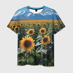 Подсолнухи на поле – Мужская футболка 3D с принтом купить со скидкой в -26%