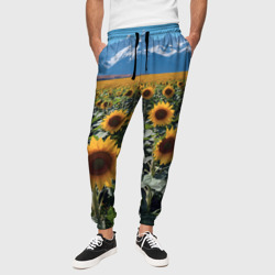 Подсолнухи на поле – Мужские брюки 3D с принтом купить