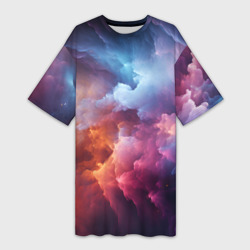 Облачный космос – Платье-футболка 3D с принтом купить