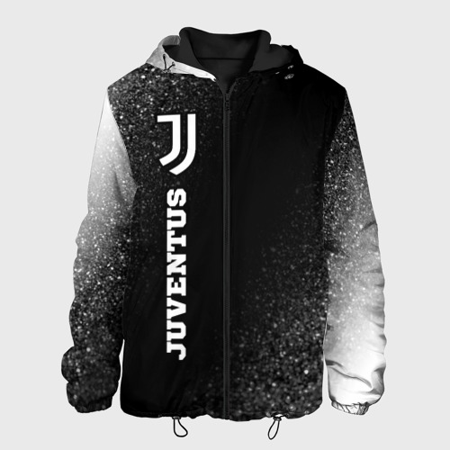 Мужская куртка с принтом Juventus sport на темном фоне по-вертикали, вид спереди №1