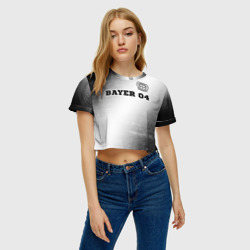 Топик (короткая футболка или блузка, не доходящая до середины живота) с принтом Bayer 04 sport на светлом фоне посередине для женщины, вид на модели спереди №2. Цвет основы: белый