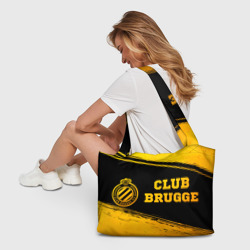 Сумка с принтом Club Brugge - gold gradient по-горизонтали для любого человека, вид спереди №5. Цвет основы: белый