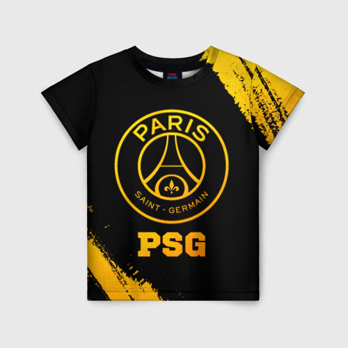 Детская футболка с принтом PSG - gold gradient, вид спереди №1