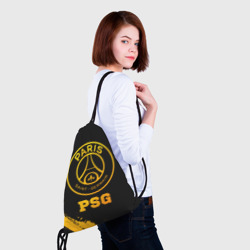 Рюкзак с принтом PSG - gold gradient для любого человека, вид спереди №4. Цвет основы: белый