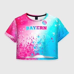 Bayern neon gradient style посередине – Женская футболка Crop-top 3D с принтом купить