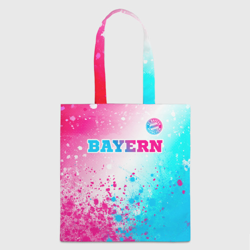 Сумка-Шоппер с принтом Bayern neon gradient style посередине, вид спереди №1