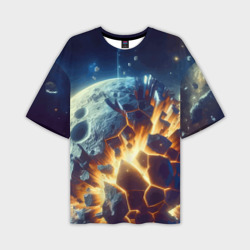 Взрыв планеты - космос от нейросети – Мужская футболка oversize 3D с принтом купить со скидкой в -50%
