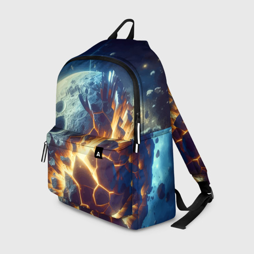 Рюкзак с принтом Взрыв планеты - космос от нейросети, вид спереди №1