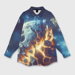 Взрыв планеты - космос от нейросети – Мужская рубашка oversize 3D с принтом купить